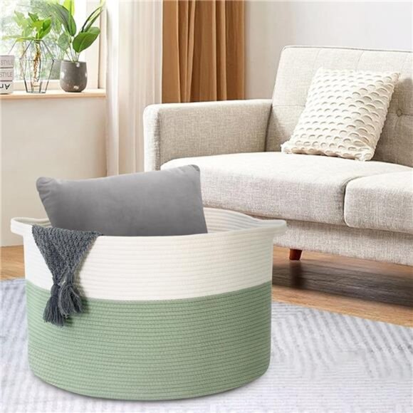 Extra Large Blanket Basket, 22" X 22" X 14" Kids Dog Toy Storage Bin Box - Picture 6 of 7